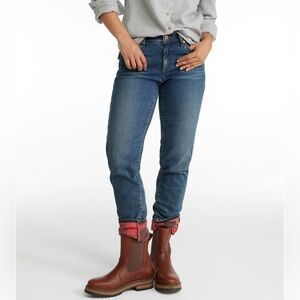 LL Bean - Women's Lined Jeans Green Plaid - Slim Straight - Size 30